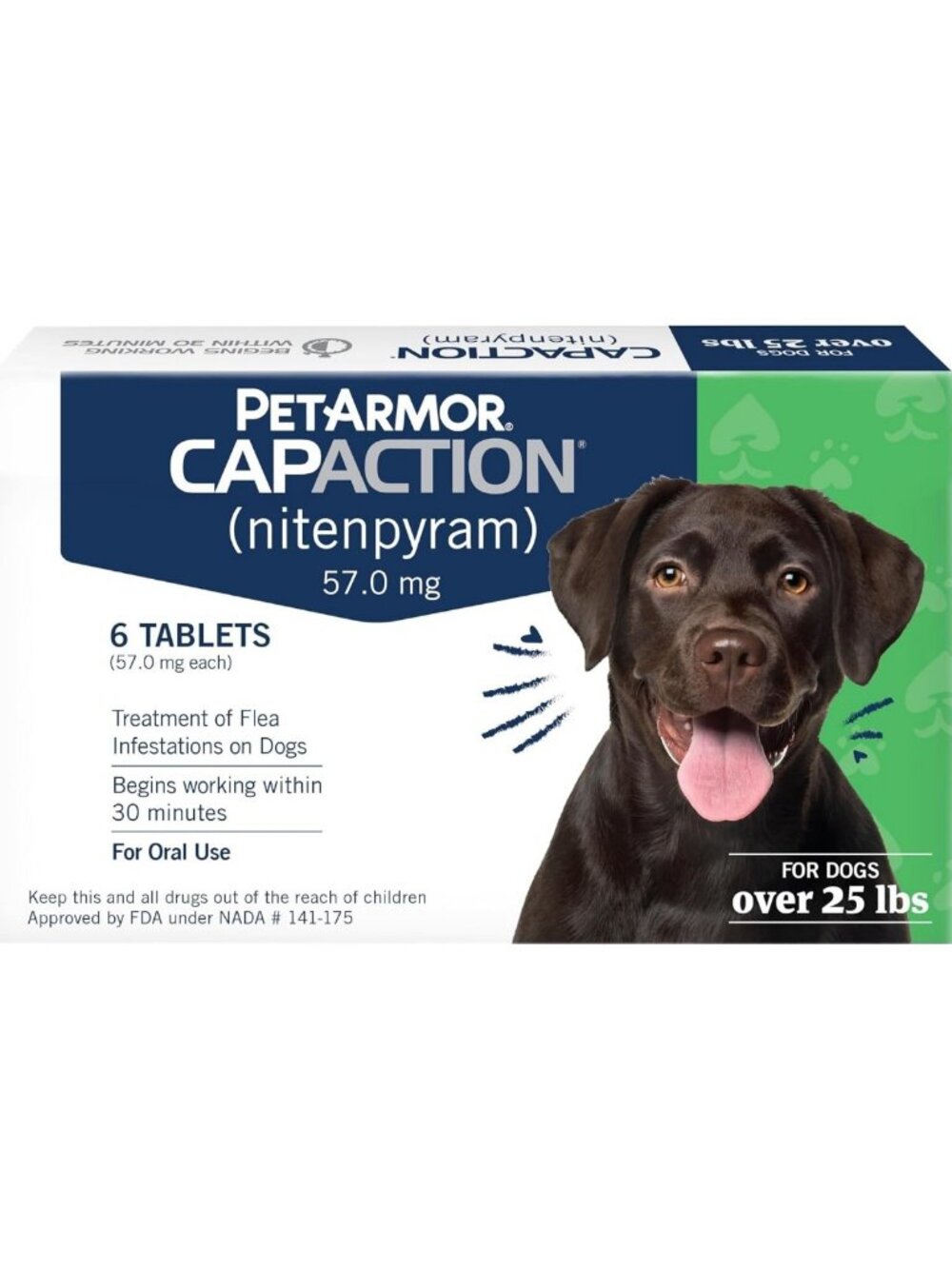 Fast-Acting Oral Flea Treatment for Dogs Over 25 lbs - 6 Tablets, Kills Fleas in